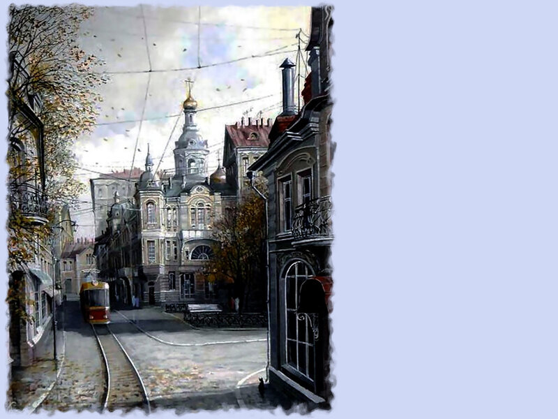 Street with Tram and Church