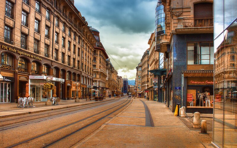 Street with Tram Tracks — Brown