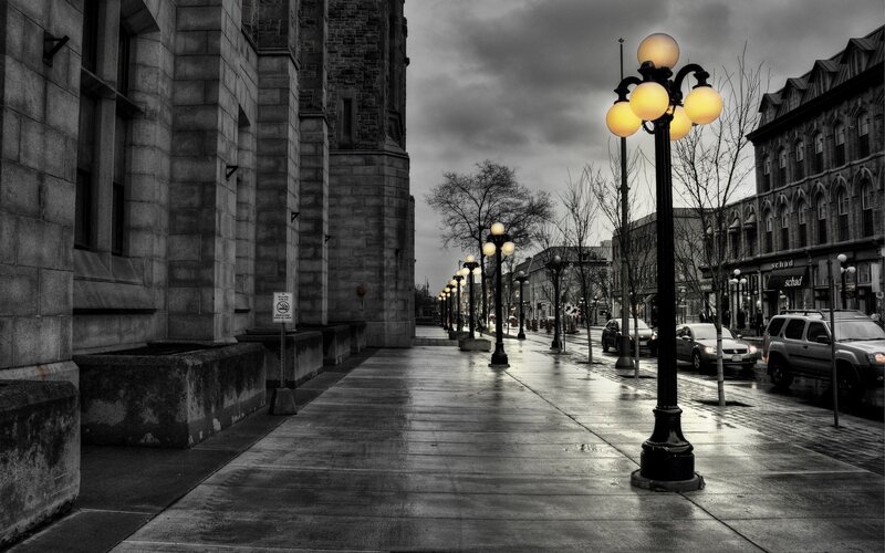 Street with Vintage Lamps