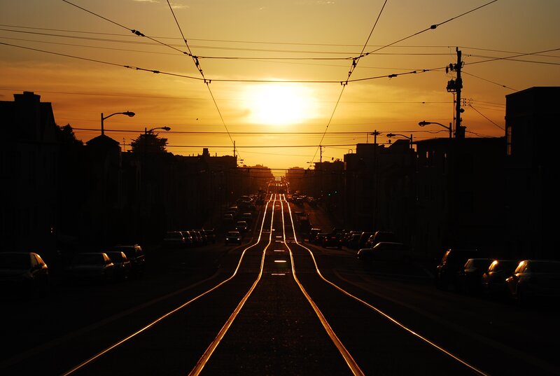 Streetcar Tracks at Sunset