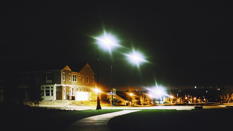 Streetlights at Night — Black, Dark