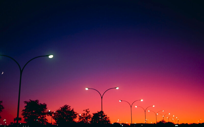 Streetlights at sunset