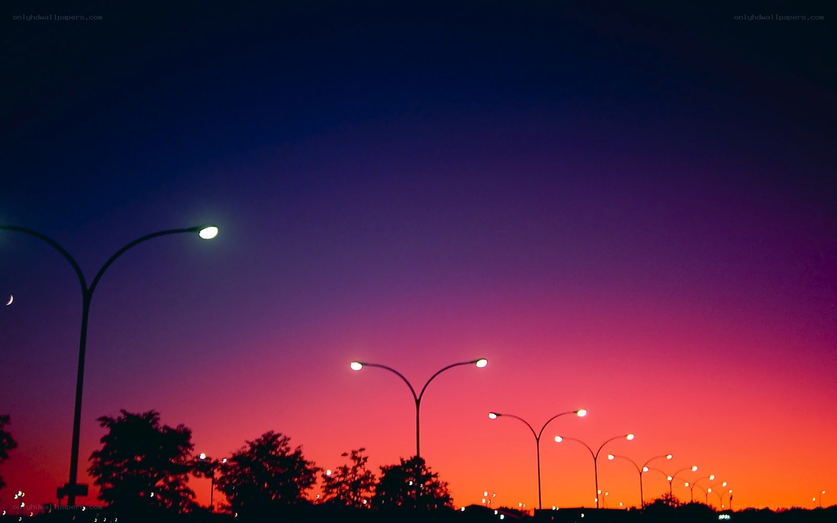 Streetlights at sunset