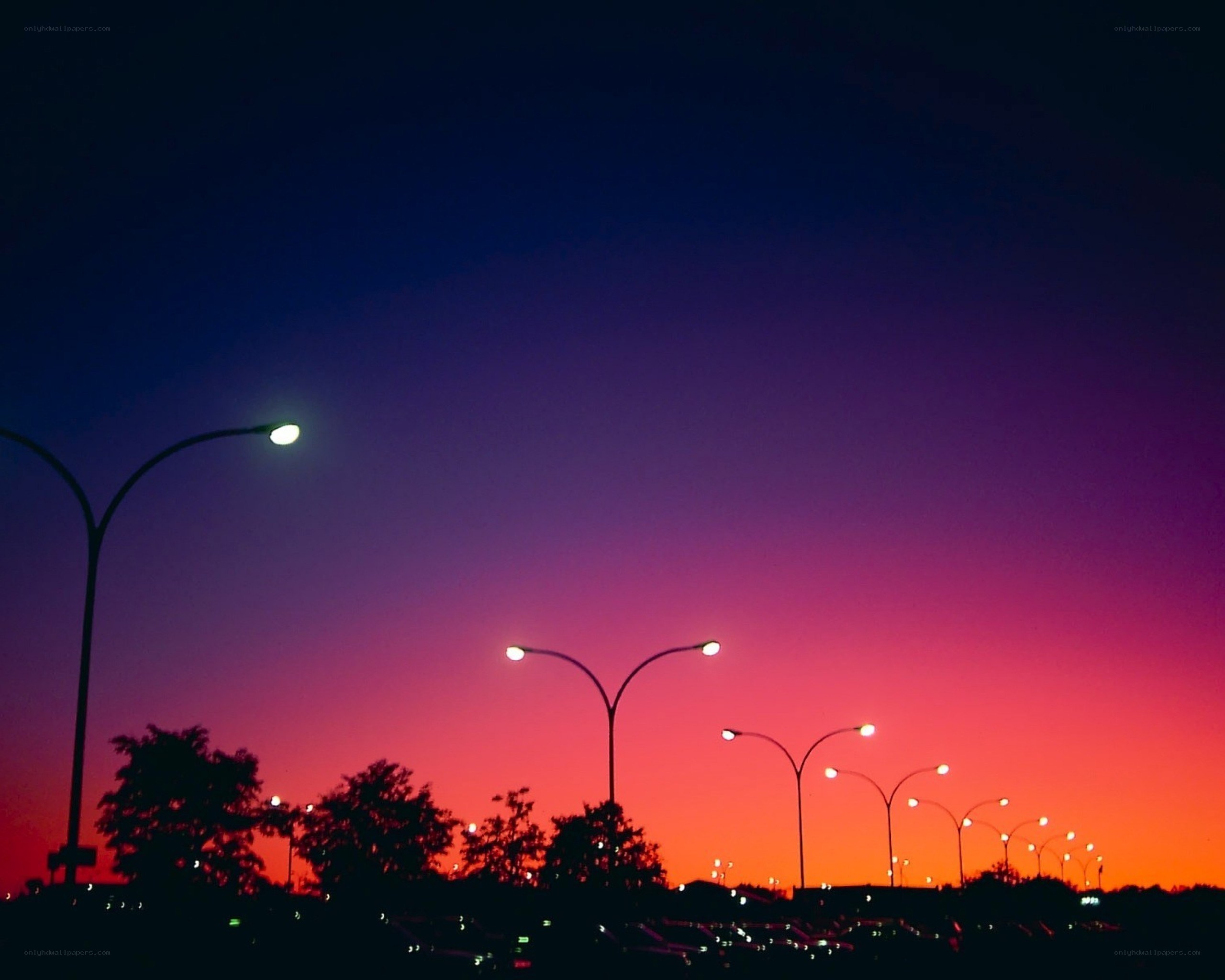 Streetlights at sunset