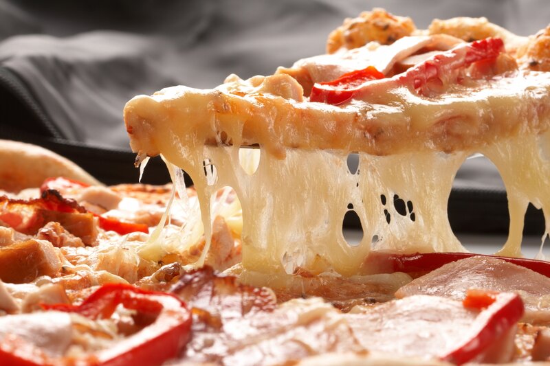 stretchy cheese pizza slice