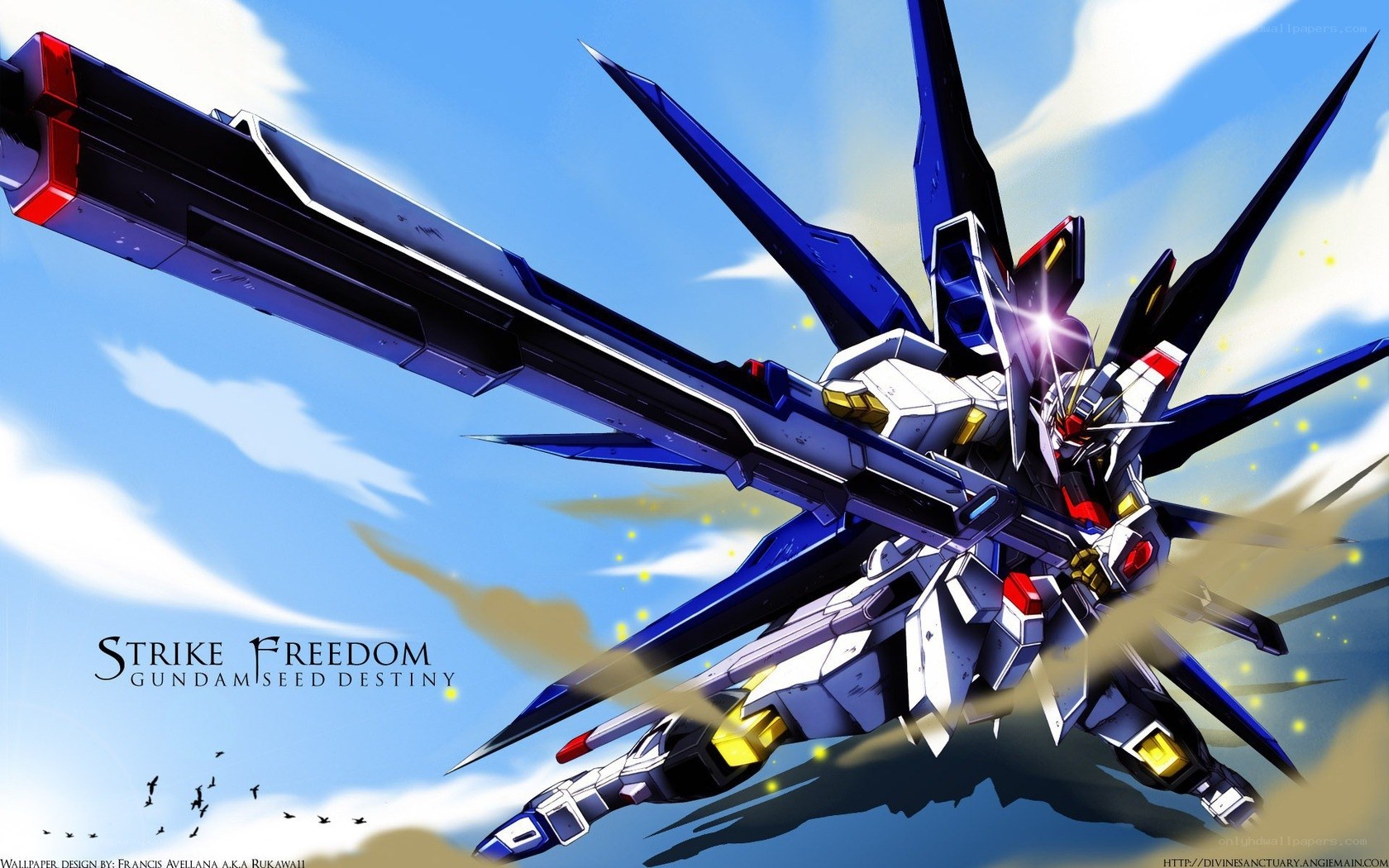 Strike Freedom Gundam in flight