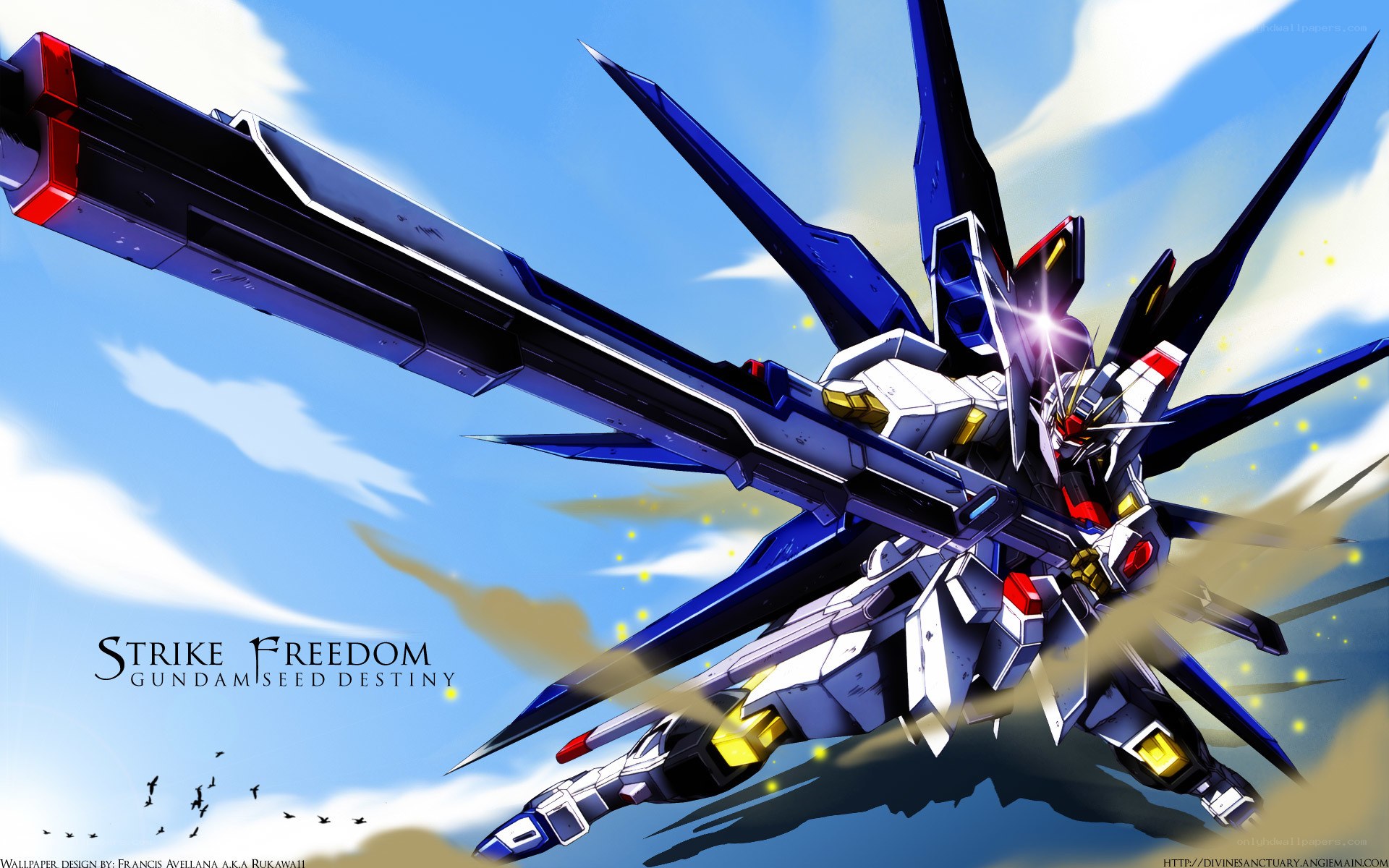 Strike Freedom Gundam in flight