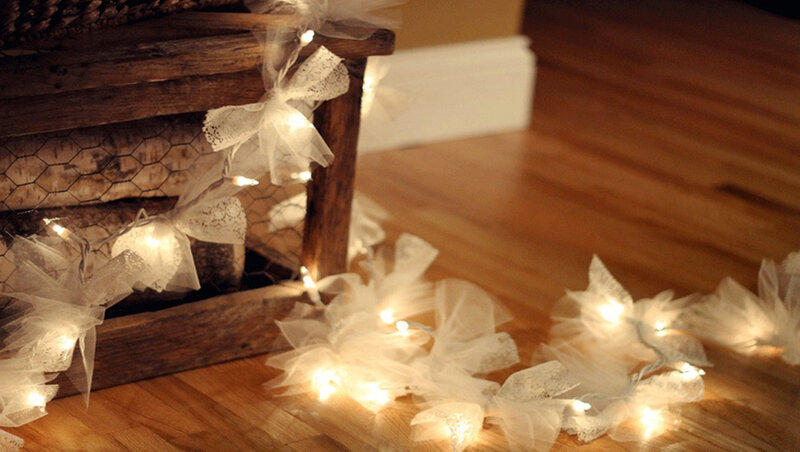 String Lights with Tulle Bows
