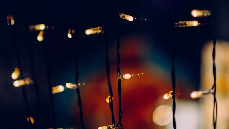 String of Lights at Night — Black, Calm