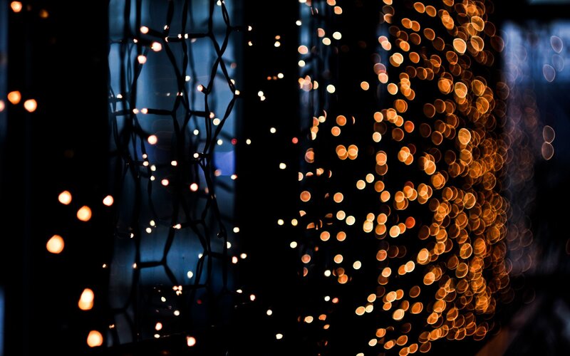 String of Lights at Night — Black