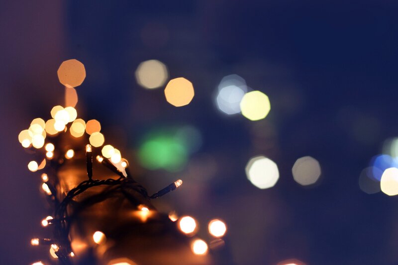 String of Lights at Night — Blue