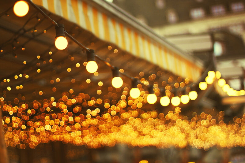 String of Lights at Night