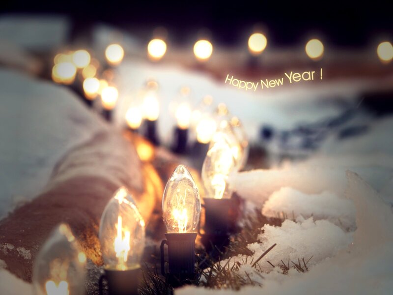 String of Lights in Snow — White, Festive
