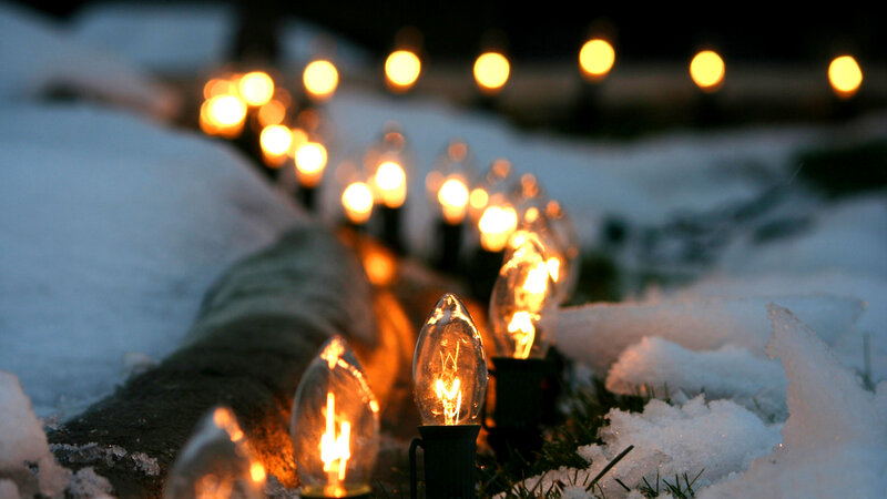 String of Lights in Snow — White