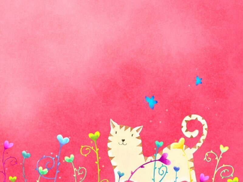 Striped Cat in Flowers
