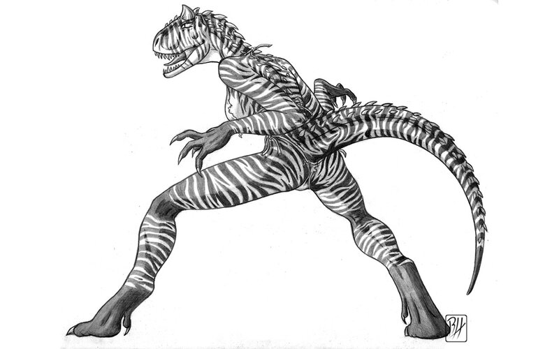 striped dinosaur creature