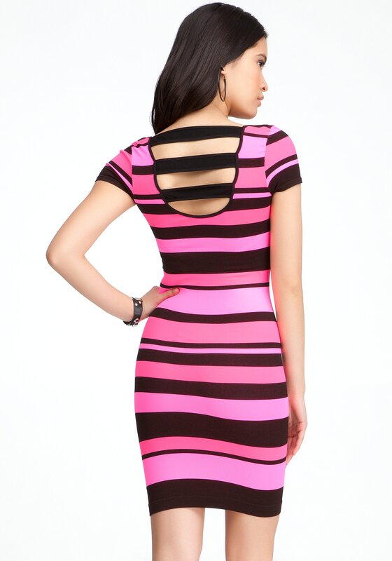 striped dress with cutout back