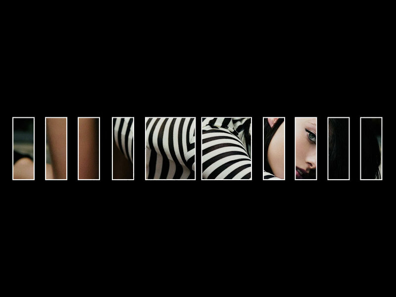 striped fabric and face collage