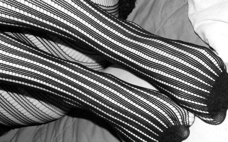 striped fishnet stockings