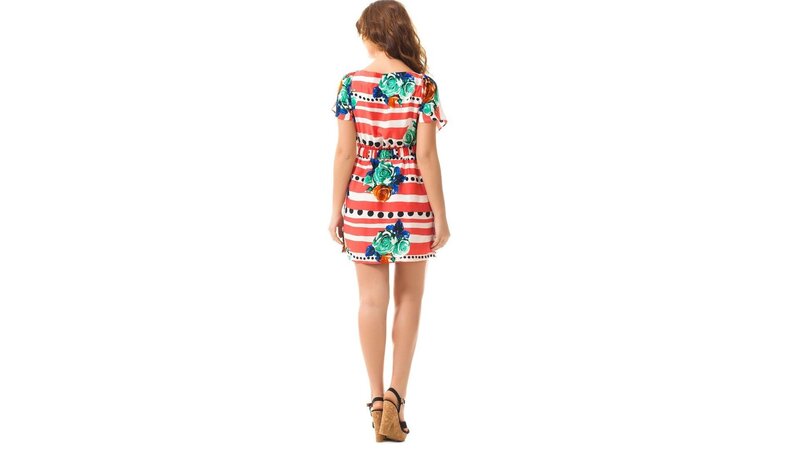 striped floral dress back view