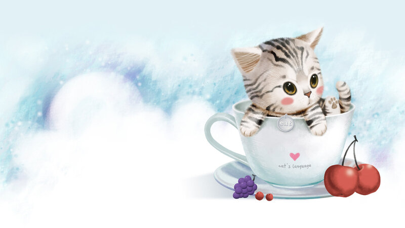 Striped Kitten in Cup