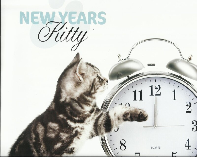 Striped Kitten Touching Clock