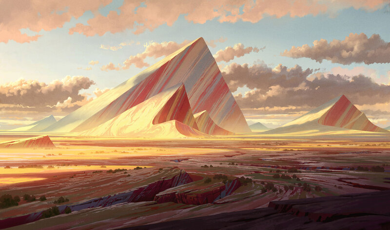 Striped Mountains in Desert