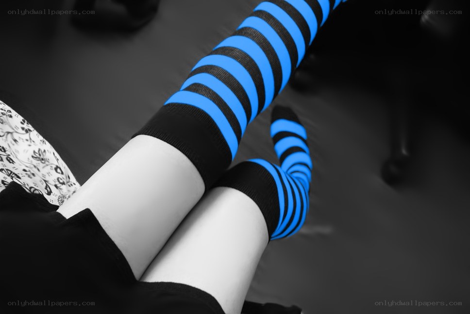 striped socks on legs