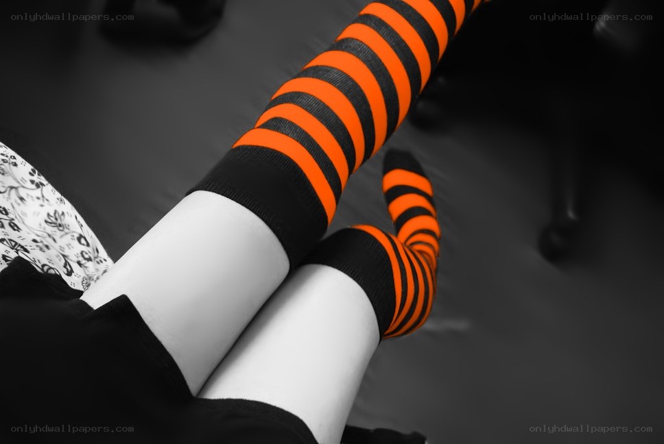 striped socks on legs