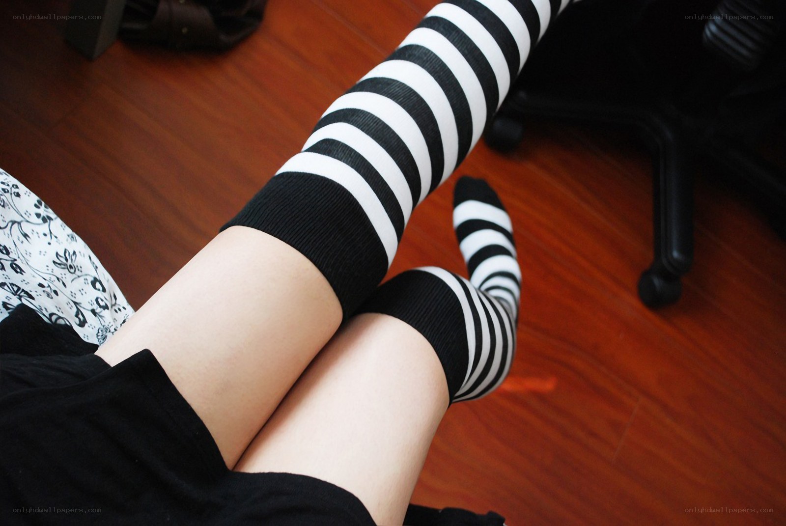 striped socks on legs