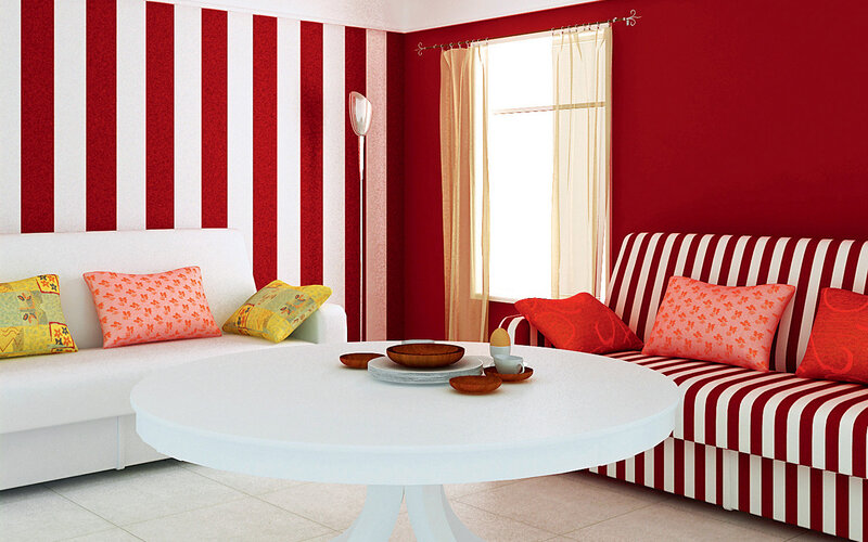 Striped Sofa in Living Room