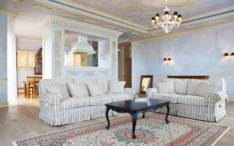 Striped Sofas in Living Room