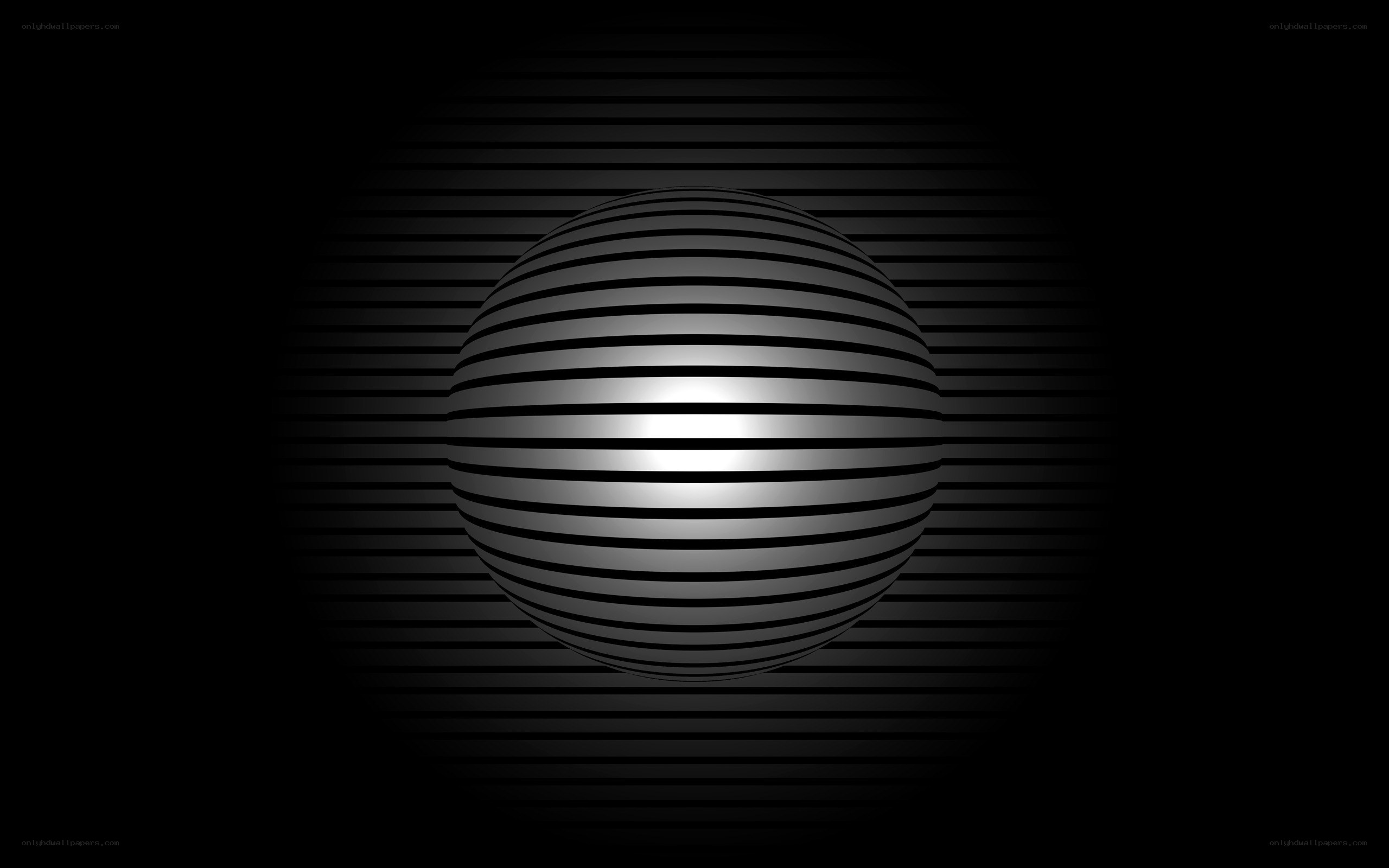 striped sphere on dark background