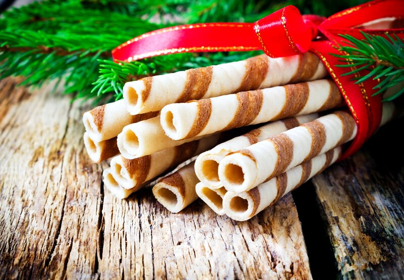 Striped Wafer Rolls