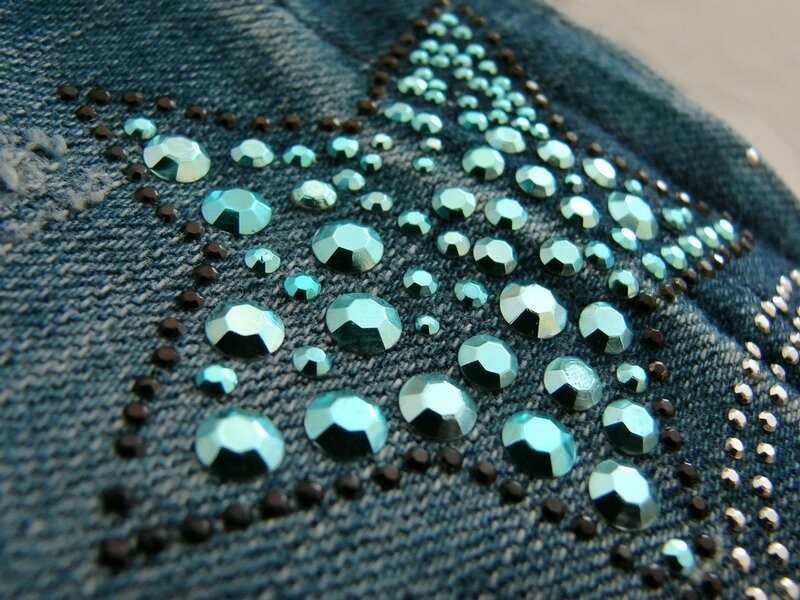 Studded denim fabric