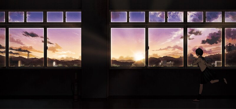 student at school window
