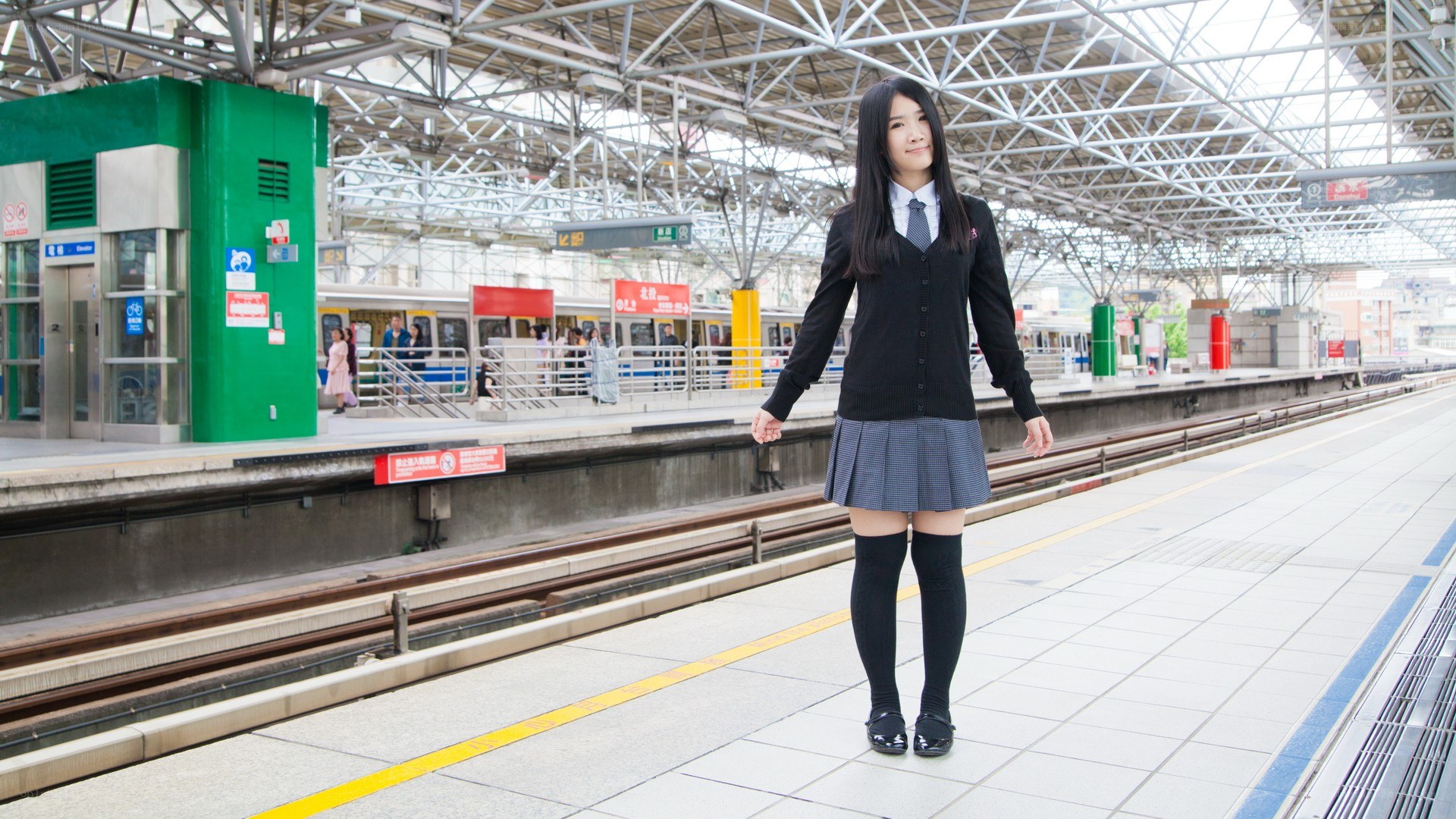Student at train station