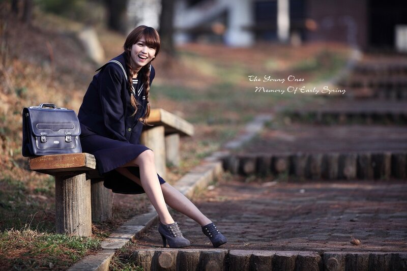 Student girl on bench