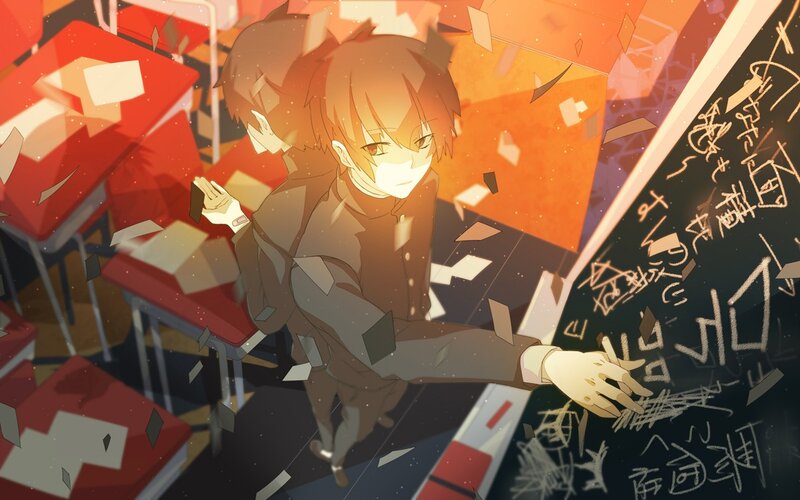 student in a chaotic classroom