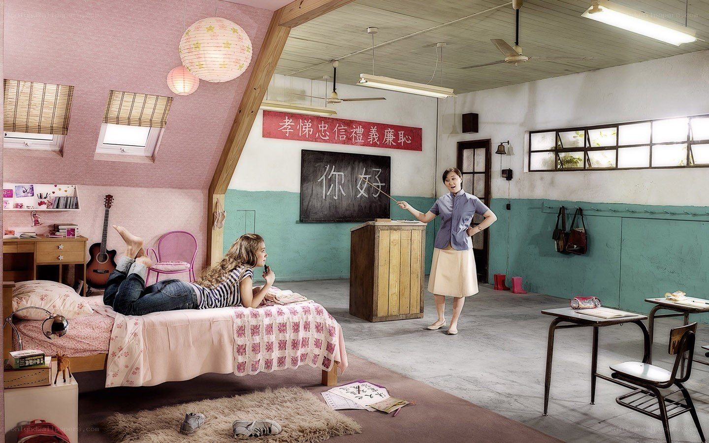 Student in classroom bedroom