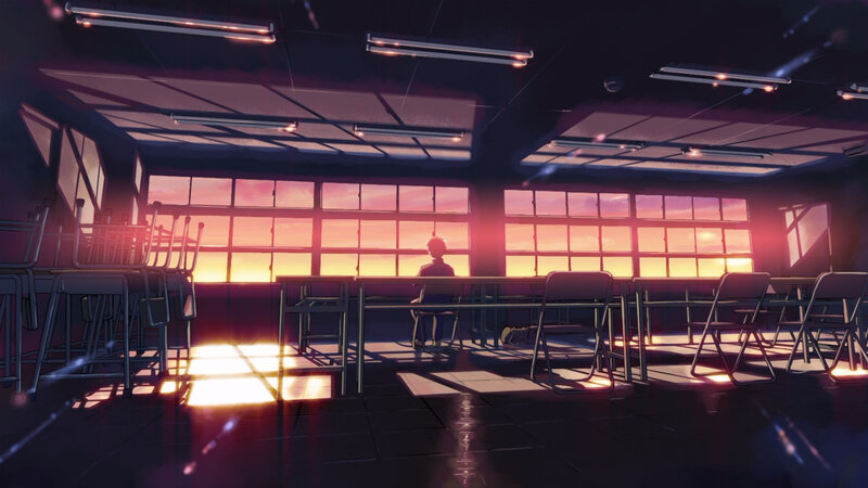 Student in Classroom — Purple, Dramatic