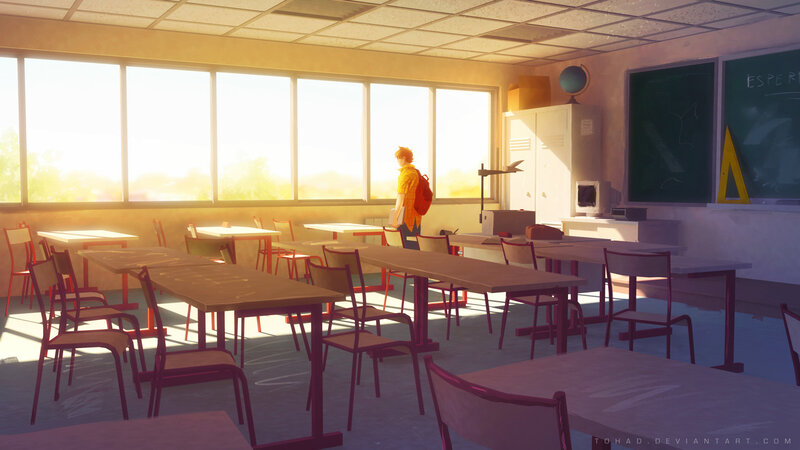 Student in Classroom — Yellow