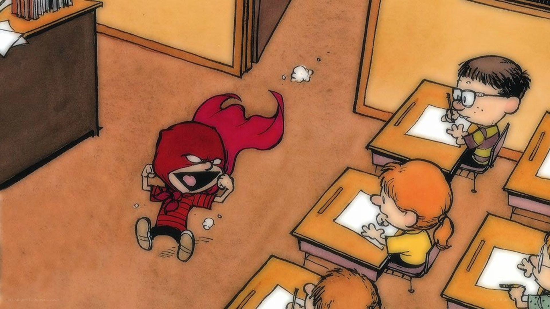 Student in red costume