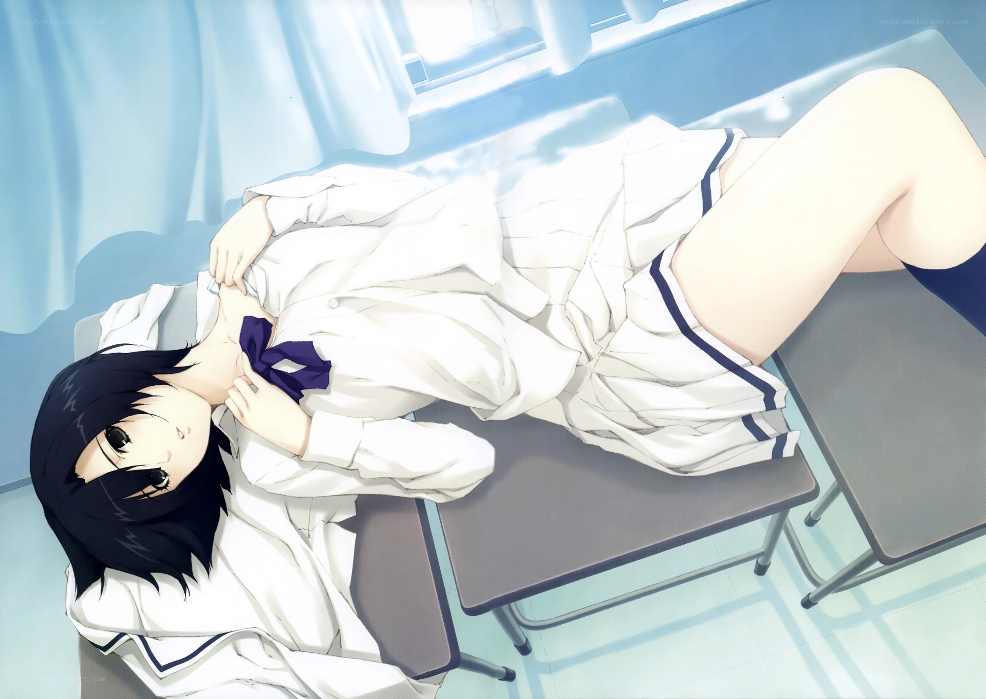 Student lying on desk