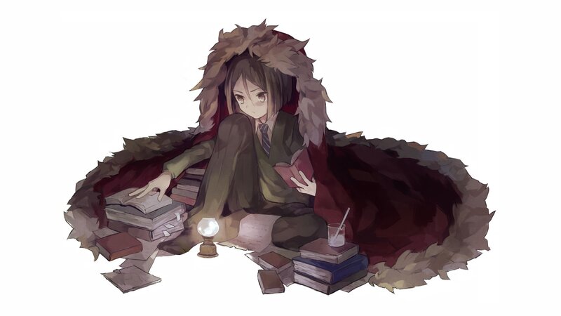 student reading in a cloak