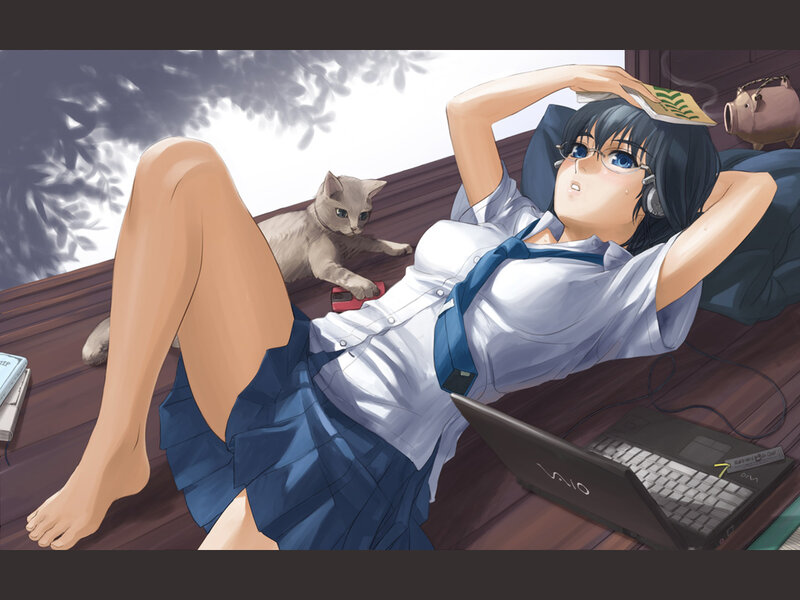 Student resting with cat