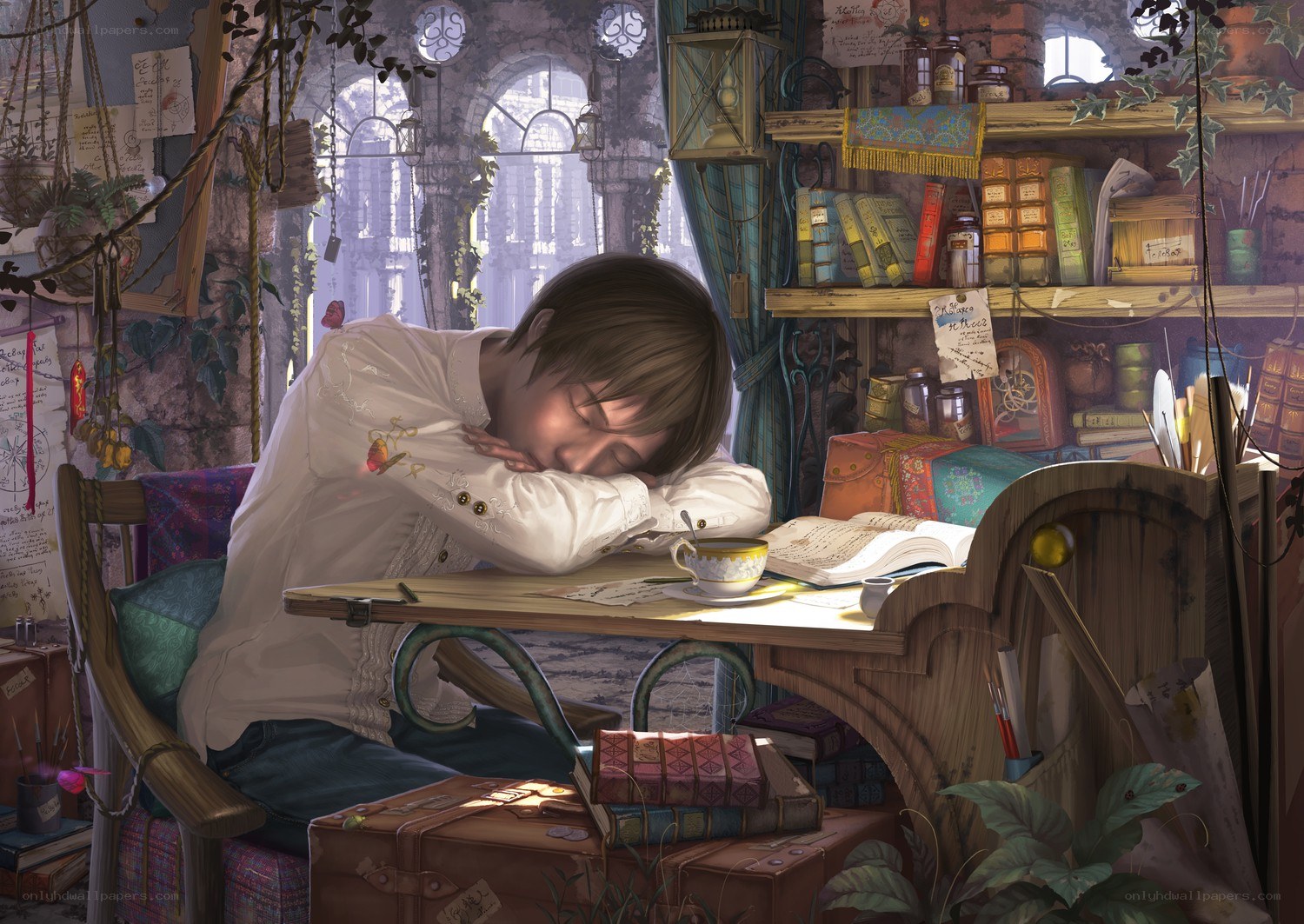 Student sleeping at a desk