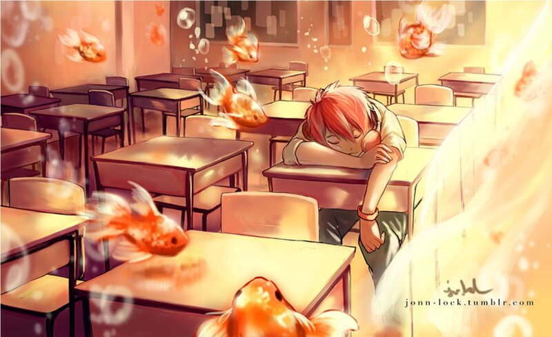 Student Sleeping in Classroom — Orange