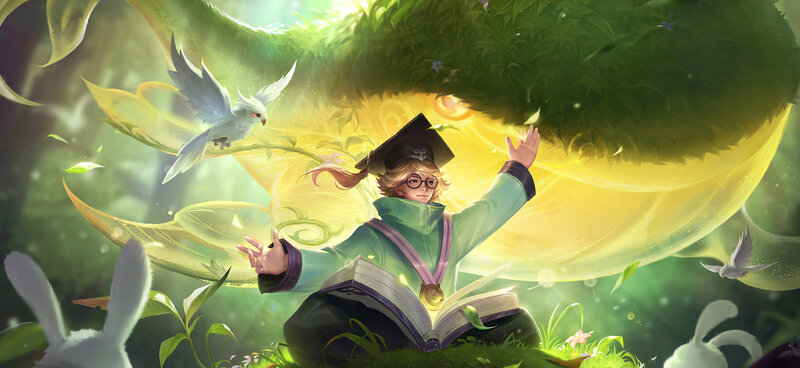 Student with Book and Birds