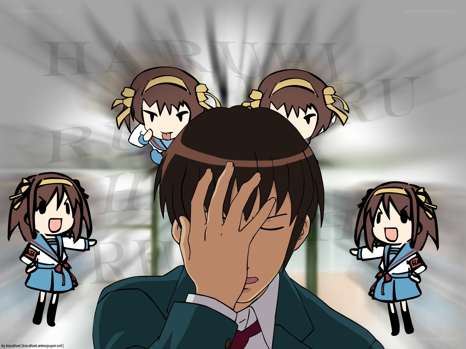 student with chibi girls